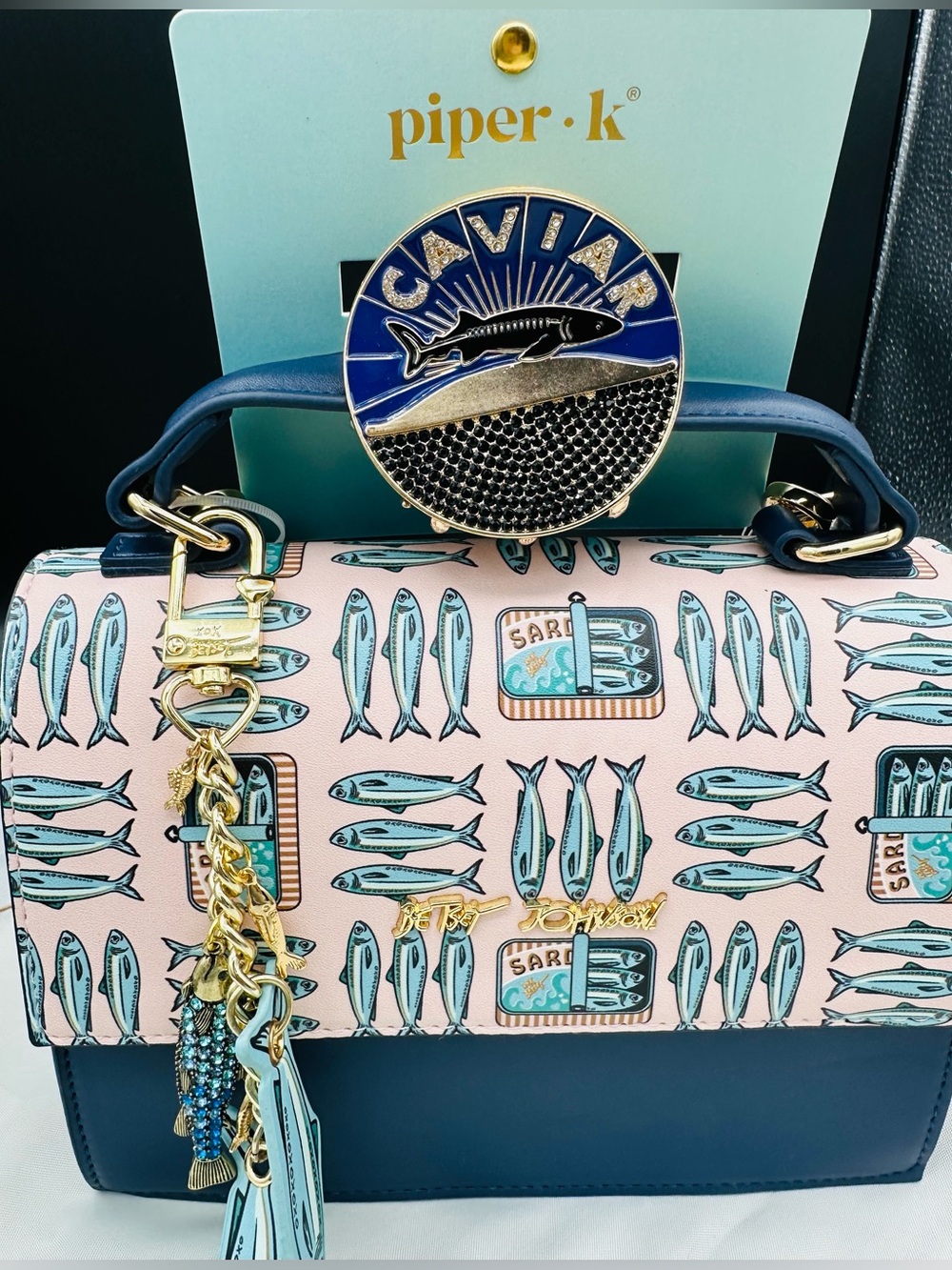 Custom Betsey Johnson Sardine Satchel & Caviar Crystal Claw Clip Bundle
